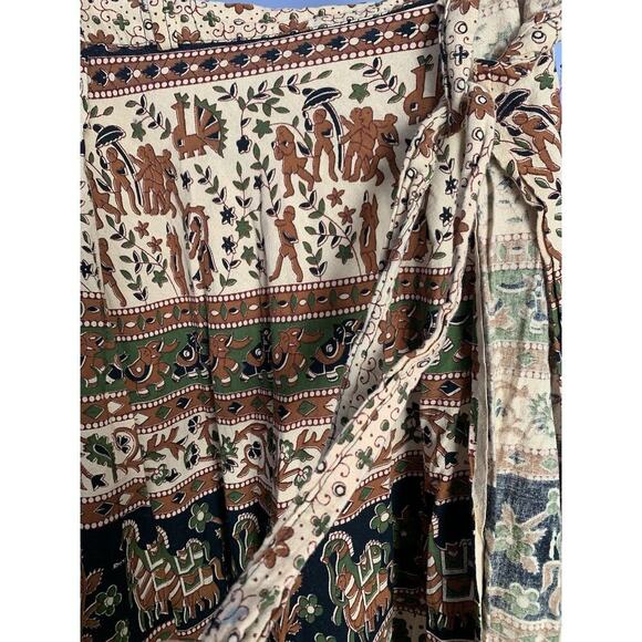 Boho Hippie Print Camel Elephant Floral Boho Long Skirt Adjustable Size To M/L - Picture 5 of 7
